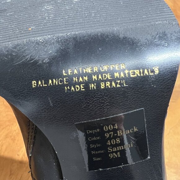 SOLD Bakers Women’s 9 Square Toe Chunky Block Black Leather Mid Calf Boots - Picture 7 of 13